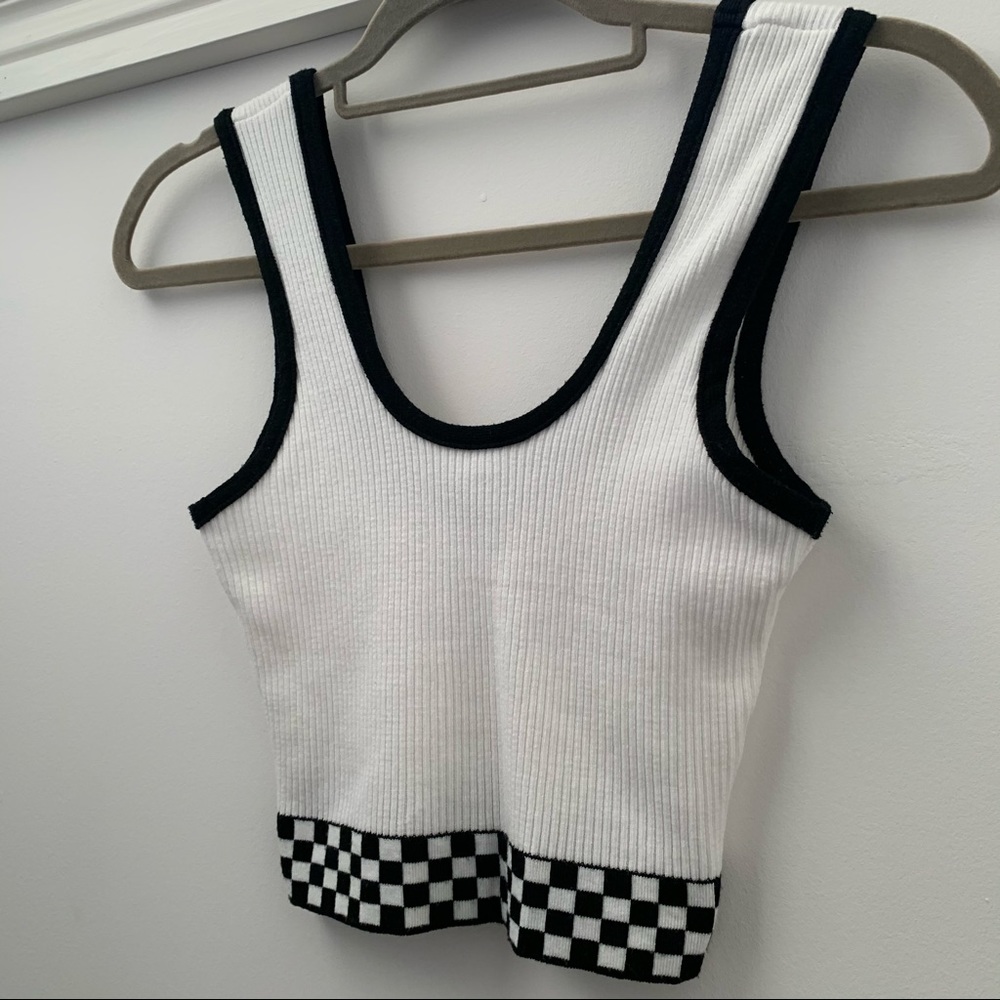 White Checkered Cropped Top by Windsor